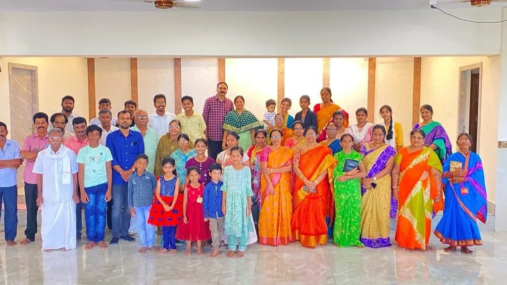 The Faith Temple church family gathered for a group photograph in the sanctuary